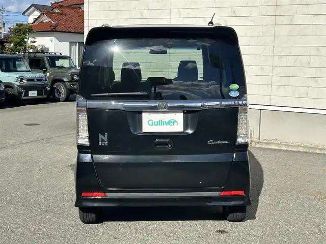 ホンダ Ｎ ＢＯＸ カスタム G Lパッケージ 山形県 2015(平27)年 13.7万km スマートブラック 社外SDナビ/フルセグTV/Bluetooth/DVD再生/横滑り防止装置/盗難防止装置/片側パワースライドドア/ベンチシート/純正フロアマット/社外AW/スマートキー