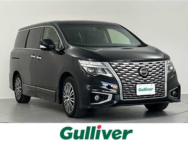 日産 エルグランド 250ハイウェイスターS 福島県 2021(令3)年 1.7万km 黒 ／禁煙車/／純正ナビ/／全周囲カメラ/／ＥＴＣフルセグ/／衝突軽減装置/／両側電動スライドドア/／ドライブレコーダー/／Ｂｌｕｅｔｏｏｔｈ/／ハーフレザーシー/ト／オートライト/／オートエアコン/／スマートキー