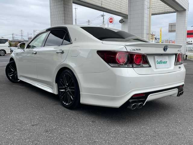 トヨタ クラウン ハイブリッド アスリートSJ-フロンティアLTD 福岡県 2018(平30)年 7.7万km ホワイトパールクリスタルシャイン サンルーフ/モデリスタエアロ/モデリスタマフラー/トヨタセーフティーセンス/・プリクラッシュセーフティ/・レーダークルーズコントロール/・レーントレーシングアシスト/・オートマチックハイビーム/・レーンディパーチャーアラート/純正メモリナビ/DTV/　CD/DVD/BT/BD/AUX/SD/USB/ハーフレザーシート/前席パワーシート/前席シートヒーター/バックカメラ/クリアランスソナー/純正ドライブレコーダー/プッシュスタート/ドアバイザー/スペアタイヤ/純正ビルトイン2.0ETC/ユピテルレーダー探知機/【SCX-R203】