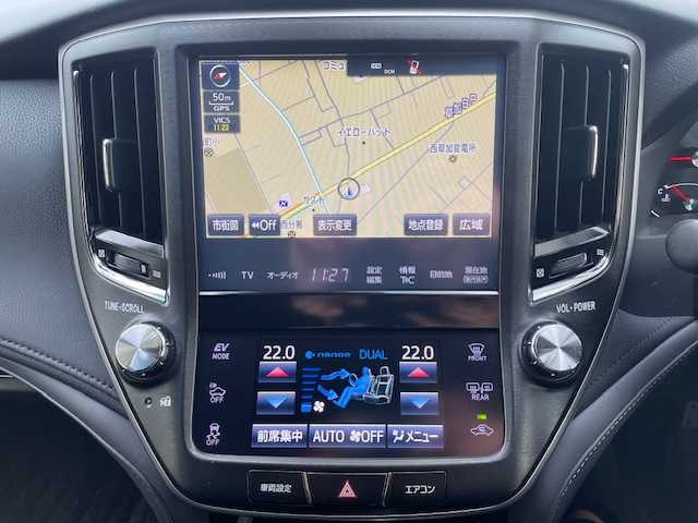 トヨタ クラウン ハイブリッド アスリートSJ-フロンティアLTD 福岡県 2018(平30)年 7.7万km ホワイトパールクリスタルシャイン サンルーフ/モデリスタエアロ/モデリスタマフラー/トヨタセーフティーセンス/・プリクラッシュセーフティ/・レーダークルーズコントロール/・レーントレーシングアシスト/・オートマチックハイビーム/・レーンディパーチャーアラート/純正メモリナビ/DTV/　CD/DVD/BT/BD/AUX/SD/USB/ハーフレザーシート/前席パワーシート/前席シートヒーター/バックカメラ/クリアランスソナー/純正ドライブレコーダー/プッシュスタート/ドアバイザー/スペアタイヤ/純正ビルトイン2.0ETC/ユピテルレーダー探知機/【SCX-R203】