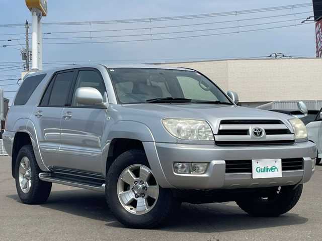 トヨタ ハイラックス サーフ SSR－G 道東・釧路十勝 2002(平14)年 14.4万km シルバーM ４WD/センターデフロック/純正HDDナビ/（CD/DVD/AM/FM/VTR）/革巻きステアリング/リモコンキー/スペアキー/純正エンジンスターター/純正17インチAW/オートライト/純正フロアマット/100V電源/ナビ取扱説明書/取扱説明書/保証書