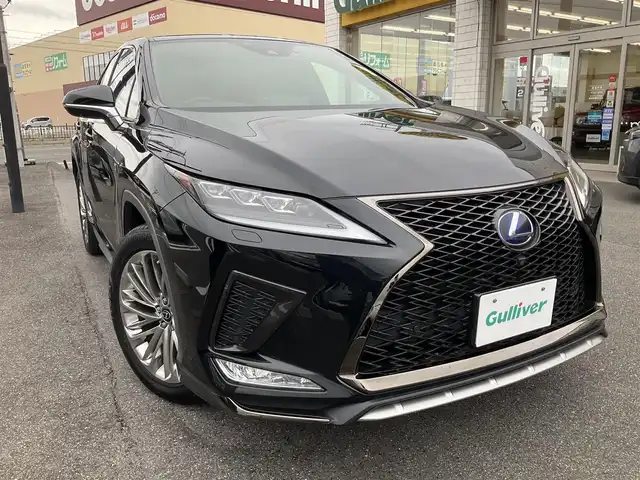 レクサス ＲＸ 450h Fスポーツ 滋賀県 2019(令1)年 5.5万km グラファイトブラックガラスフレーク ワンオーナー/車検８年10月まで/12.3インチワイドディスプレイ/　フルセグテレビ　Bluetooth対応/パノラミックビューモニター/黒革シート（全席シートヒーター）/　運転席&助手席ベンチレーション/3眼LEDヘッドライト/パノラマルーフ（チルド&アウタースライド式）/ヘッドアップディスプレイ/純正ドライブレコーダー/純正20インチアルミホイール/プッシュスタート/保証書/取扱説明書