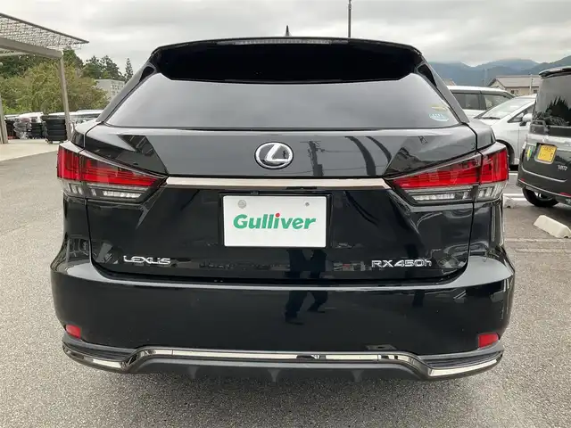 レクサス ＲＸ 450h Fスポーツ 滋賀県 2019(令1)年 5.5万km グラファイトブラックガラスフレーク ワンオーナー/車検８年10月まで/12.3インチワイドディスプレイ/　フルセグテレビ　Bluetooth対応/パノラミックビューモニター/黒革シート（全席シートヒーター）/　運転席&助手席ベンチレーション/3眼LEDヘッドライト/パノラマルーフ（チルド&アウタースライド式）/ヘッドアップディスプレイ/純正ドライブレコーダー/純正20インチアルミホイール/プッシュスタート/保証書/取扱説明書