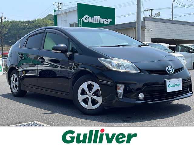 トヨタ プリウス S 山口県 2012(平24)年 15.9万km ブラック 社外フローティングメモリナビ/Bluetooth/フルセグTV/バックカメラ/スマートキー/プッシュスタート/キセノンライト/フォグライト/オートライト/ビルトインETC/ステアリングスイッチ/社外革調シートカバー/取扱説明書/スペアキー1個
