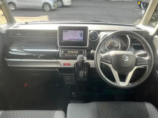スズキ スペーシア カスタム HYBRID XS 島根県 2018(平30)年 7.3万km ブルーイッシュブラックパール3 社外メモリナビ　/フルセグＴＶ　/ＤＶＤ再生　/Ｂｌｕｅｔｏｏｔｈ接続　/ＥＴＣ /D席シートヒーター /リアコーナーセンサー /レーンアシスト /衝突軽減ブレーキ/横滑り防止装置/アイドリングストップ /スマートキー /プッシュスタート /純正LEDヘッドライト/純正15インチアルミホイール/純正フロアマット