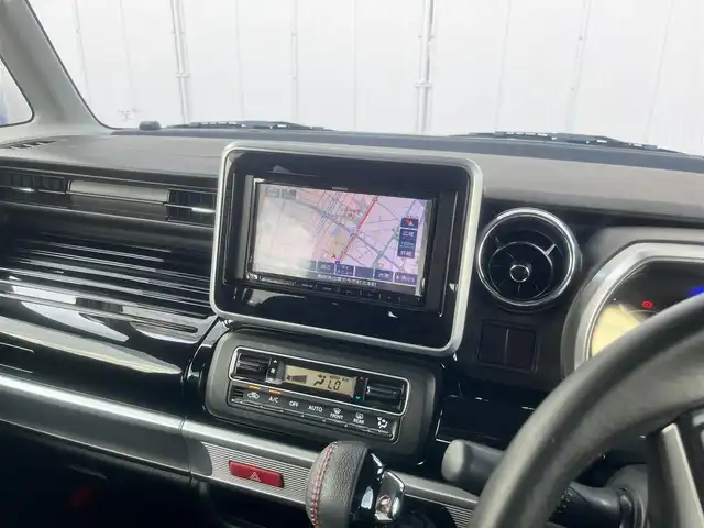 スズキ スペーシア カスタム HYBRID XS 島根県 2018(平30)年 7.3万km ブルーイッシュブラックパール3 社外メモリナビ　/フルセグＴＶ　/ＤＶＤ再生　/Ｂｌｕｅｔｏｏｔｈ接続　/ＥＴＣ /D席シートヒーター /リアコーナーセンサー /レーンアシスト /衝突軽減ブレーキ/横滑り防止装置/アイドリングストップ /スマートキー /プッシュスタート /純正LEDヘッドライト/純正15インチアルミホイール/純正フロアマット