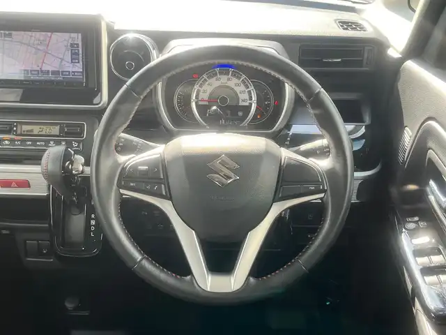スズキ スペーシア カスタム HYBRID XS 島根県 2018(平30)年 7.3万km ブルーイッシュブラックパール3 社外メモリナビ　/フルセグＴＶ　/ＤＶＤ再生　/Ｂｌｕｅｔｏｏｔｈ接続　/ＥＴＣ /D席シートヒーター /リアコーナーセンサー /レーンアシスト /衝突軽減ブレーキ/横滑り防止装置/アイドリングストップ /スマートキー /プッシュスタート /純正LEDヘッドライト/純正15インチアルミホイール/純正フロアマット