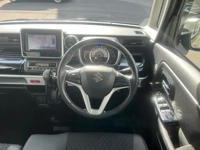 スズキ スペーシア カスタム HYBRID XS 島根県 2018(平30)年 7.3万km ブルーイッシュブラックパール3 社外メモリナビ　/フルセグＴＶ　/ＤＶＤ再生　/Ｂｌｕｅｔｏｏｔｈ接続　/ＥＴＣ /D席シートヒーター /リアコーナーセンサー /レーンアシスト /衝突軽減ブレーキ/横滑り防止装置/アイドリングストップ /スマートキー /プッシュスタート /純正LEDヘッドライト/純正15インチアルミホイール/純正フロアマット