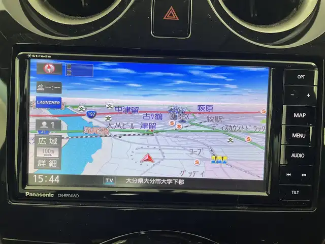 日産 ノート X DIG－S 大分県 2014(平26)年 4.1万km スーパーブラック 社外SDナビ/（フルセグ/CD/DVD/Bluetooth）/ETC/オートライト/ヘッドライトレベライザー/オートエアコン/電動格納ミラー/アイドリングストップ/プッシュスタート・スマートキー