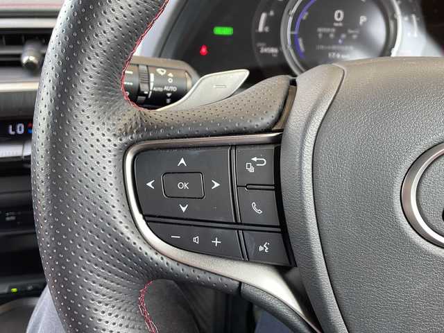 レクサス ＵＸ 250h Fスポーツ 静岡県 2020(令2)年 2.5万km ソニックチタニウム 【主要装備】/純正ナビ　/アラウンドビューモニター　/赤レザーシート　/ステアリングスイッチ　/レーダークルーズコントロール　/ドライブレコーダー　/プッシュスタート　/スマートキー　/パドルシフト　/ハンドルヒーター　/サンルーフ/置くだけ充電/ブレーキホールド/ETC2.0/ブラインドスポットビューモニター