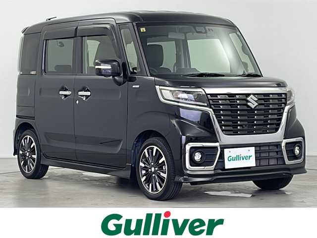 スズキ スペーシア カスタム HYBRID XS 岐阜県 2018(平30)年 0.9万km ブルーイッシュブラックパール3 純正8インチSDナビ 【CN-RZ843】/全方位カメラ/運転席シートヒーター/ハーフレザーシート/前後ドライブレコーダー/両側パワースライドドア/カラーヘッドアップディスプレイ/LEDヘッドライト/ステアリングスイッチ/革巻きステアリング/純正フロアマット/スマートキー/フォグランプ