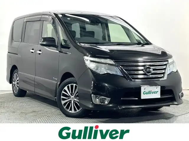 日産 セレナ HWS S HV Vセレ Aセーフ 大阪府 2015(平27)年 6.2万km タイガーアイブラウン 黒革シート 純正ナビTV 360カメラ フリップダウンモニター クルーズコントロール 衝突軽減ブレーキ レーンアシスト 両側パワースライドドア クリアランスソナー リアオートエアコン ETC