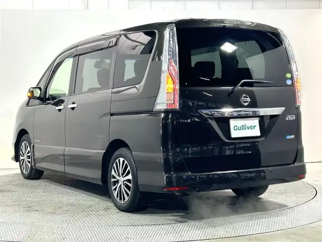 日産 セレナ HWS S HV Vセレ Aセーフ 大阪府 2015(平27)年 6.2万km タイガーアイブラウン 黒革シート 純正ナビTV 360カメラ フリップダウンモニター クルーズコントロール 衝突軽減ブレーキ レーンアシスト 両側パワースライドドア クリアランスソナー リアオートエアコン ETC