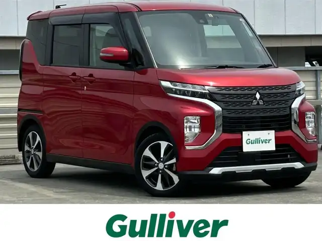 三菱 ｅＫクロススペース G プラスエディション 静岡県 2022(令4)年 1.2万km レッドメタリック 革巻きステアリング/オートライト/シートヒーターD/N/後席サンシェード/フロアマット/天井サーキュレーター/AAC/両側電動スライドドア/衝突軽減ブレーキ/車線逸脱警報/先行発信のお知らせ/carrozzeria(FH-3100)/前後ドラレコ　DRV-MR450/純正15AW/ベンチシート/アームレスト/マルチアラウンドモニター（移動物検知機能付）/自動防眩ルームミラー（マルチアラウンドモニター付）/スマートキー