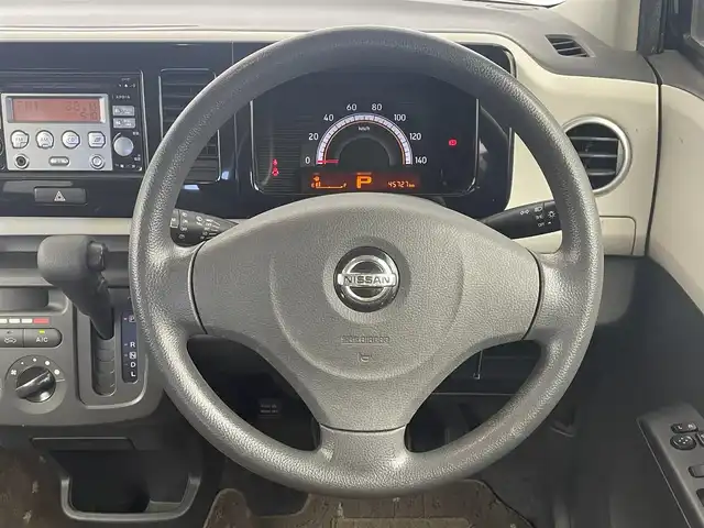 日産 モコ S 大分県 2013(平25)年 4.6万km ブルーイッシュブラック 純正CDオーディオ　型式：CY727/【CD、AM/FM、AUX】/エアコン/パワステ/パワーウインドウ/ヘッドライトレベライザー/電動格納ミラー/純正フロアマット/ハロゲンヘッドライト