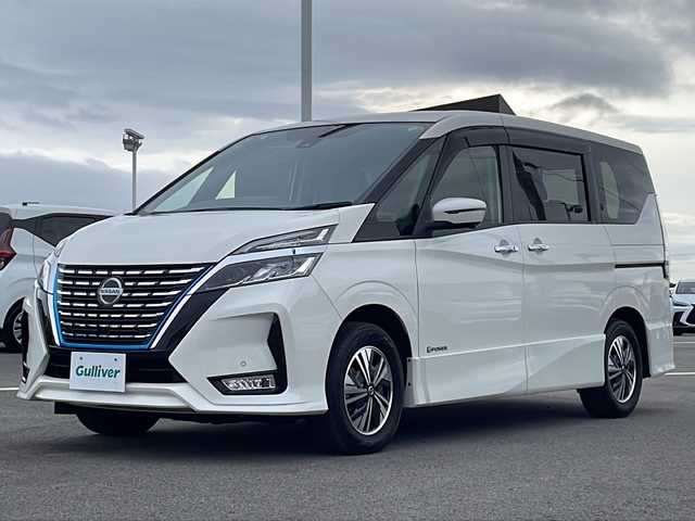 日産 セレナ e－パワー ハイウェイスター V 徳島県 2020(令2)年 4.1万km ブリリアントホワイトパール 社外9型ナビ　AVIC-RQ903/（DISC/SD/フルセグ/BT/ラジオ/USB/iPod/HDMI）/10.2型フリップダウンモニター/全方位カメラ/プロパイロット/ブラインドスポットモニター/オートブレーキホールド/パーキングアシスト/ドライブレコーダー/ETC/純正フロアマット/純正15インチアルミホイール/純正LEDヘッドライト/フォグライト/ドアバイザー/両側電動スライドドア/プッシュスタート