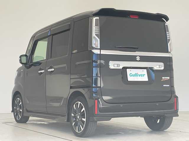 スズキ スペーシア カスタム HYBRID XS ターボ 愛知県 2019(平31)年 6.1万km ブルーイッシュブラックパール3 純正8型ナビ　SDカードなし/全方位カメラ/両側パワースライドドア/クルーズコントロール/シートヒーター/バックカメラ/コーナーセンサー/純正アルミホイール/LEDヘッドライト/オートマチックハイビーム/ETC/衝突軽減システム/フルセグ/CD DVD/Bluetooth/ステアリングスイッチ/スマートキー/プッシュスタート