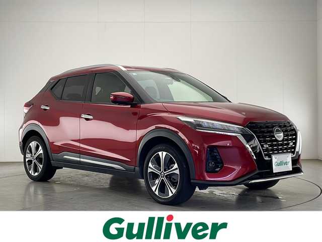 日産 キックス X 宮崎県 2020(令2)年 3.7万km ラディアントレッド 禁煙車/エマージェンシーブレーキ/純正9型ナビTV/（CD/DVD/Bluetooth/フルセグTV)/純正ドライブレコーダー/純正LEDオートライト/純正LEDフォグ/純正17インチアルミ/純正フロアマット/プロパイロット/アラウンドビューモニター/オートマチックハイビーム/クリアランスソナー/電子パーキング/オートホールド/ウインカードアミラー/インテリジェントルームミラー/オートエアコン/ハーフレザーシート/本革巻ハンドル/インテリジェントキー/プッシュエンジンスタート/新車時保証書/取扱い説明書