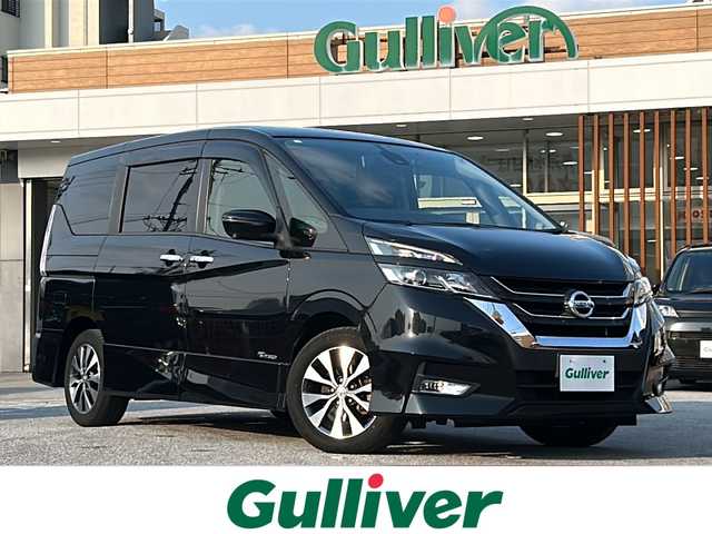 日産 セレナ ハイウェイスター 沖縄県 2017(平29)年 9.8万km ダイヤモンドブラック フリップダウンモニター/ディーラーオプションナビ/フルセグＴＶ/オーディオ（CD、DVD、Bluetooth、SD）/全方位カメラ/両側パワースライドドア/プロパイロット機能/デジタルインナーミラー/ビルトインＥＴＣ/ステアリングスイッチ/リアサンシェード