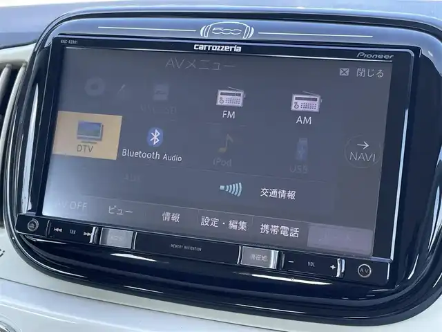フィアット ５００ ツインエア ポップ 三重県 2018(平30)年 5.2万km ボサノバホワイト 社外2DINナビ/Bluetooth接続/フルセグTV/CD/DVD再生可能/ETC車載器/ステアリングスイッチ/革巻きステアリング/ECOモード/純正フロアマット/フォグライト/ツイータースピーカー