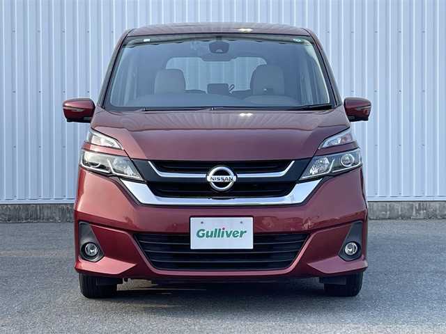 日産 セレナ G 福岡県 2016(平28)年 3.4万km マルーンレッド プロパイロット/フリップダウンモニター/全周囲カメラ/純正９インチナビ（ＭＭ５１６Ｄ－Ｌ）/衝突軽減/両側パワースライドドア/ＬＤＷ/デジタルインナーミラー/ＬＥＤオートライト/ビルトインETC/パーキングアシスト/純正ＡＷ/電動パーキング/ブレーキホールド/シートバックテーブル/ロールサンシェード/スマートキー/プッシュスタート