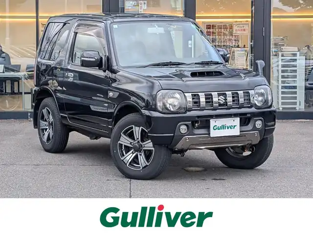 スズキ ジムニー ランドベンチャー 福井県 2017(平29)年 6.6万km ブルーイッシュブラックパール3 ４WD（切り替え式）/社外SDナビ【CN-RA04D】/CD/DVD/BT/USB/SD/フルセグテレビ/バックカメラ/シートヒーター/ETC/前方ドライブレコーダー/レザーシート/ステアリングスイッチ/ダブルエアバッグ/背面タイヤ/リアラダー/マッドガード/スマートキー/ドアバイザー/電動格納ウインカーミラー/純正16インチAW