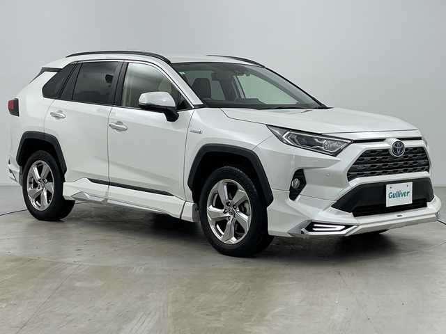 トヨタ ＲＡＶ４ ハイブリットG 道央・札幌 2019(平31)年 3.3万km ホワイトパールクリスタルシャイン ・ワンオーナー/・4WD/・モデリスタフルエアロ/・純正ナビ&CD&DVD&SD&BT&TV/・バックカメラ/・パワーバックドア/・トヨタセーフティセンス/・レーダークルーズコントロール/・ブラインドスポットモニター/・レザーシート/・運転席メモリー機能付きパワーシート/・前席シートヒーター/・ステアリングヒーター/・ビルトインETC/・社外ミラー型ドライブレコーダー/・LEDヘッドライト/・純正18インチAW