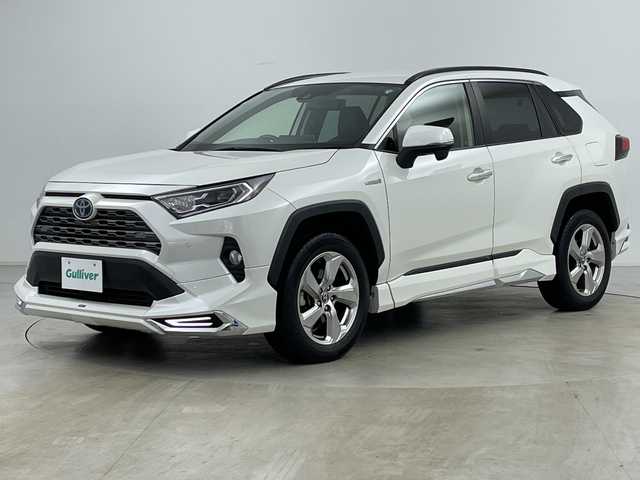 トヨタ ＲＡＶ４ ハイブリットG 道央・札幌 2019(平31)年 3.3万km ホワイトパールクリスタルシャイン ・ワンオーナー/・4WD/・モデリスタフルエアロ/・純正ナビ&CD&DVD&SD&BT&TV/・バックカメラ/・パワーバックドア/・トヨタセーフティセンス/・レーダークルーズコントロール/・ブラインドスポットモニター/・レザーシート/・運転席メモリー機能付きパワーシート/・前席シートヒーター/・ステアリングヒーター/・ビルトインETC/・社外ミラー型ドライブレコーダー/・LEDヘッドライト/・純正18インチAW