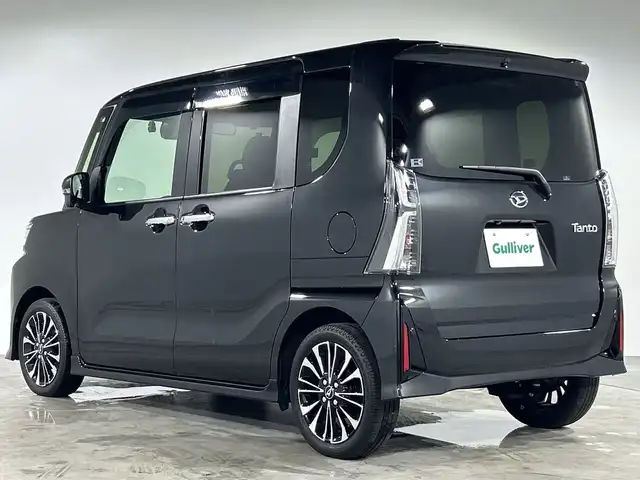 ダイハツ タント カスタム RS 福岡県 2023(令5)年 2.1万km ブラックマイカメタリック ターボ車/純正ナビ/CD/DVD/Bluetooth/フルセグTV/全方位カメラ/両側パワースライドドア/前席シートヒーター/スマートアシスト/ETC/純正ドライブレコーダー/保証書/取説/スペアキー1本