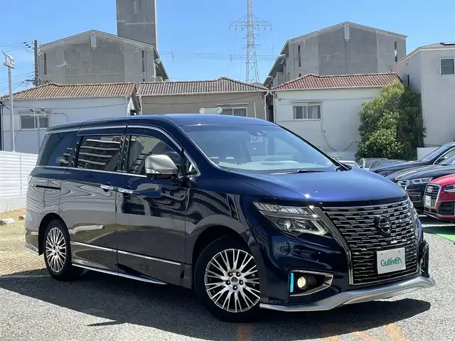 日産 エルグランド オーテック 兵庫県 2021(令3)年 1.9万km ダークブルー 外部検査実施済み//専用ダーククロムフロントグリル//専用フロントプロテクター//専用シグネチャーLED//専用大型リヤスポイラー//専用サイドシルプロテクター//専用バンパーフィニッシャー//専用レザーシート//前席電動/ヒーター/運転席メモリ付//純正10インチメモリーナビ（MM521D-L）//地デジ/DVD/BT//ナビ連動ドライブレーダー//アラウンドビューモニター//純正フリップダウンモニター//両側パワースライドドア//パワーバックドア//ビルトインETC//USBポート//純正18インチAW//前後ソナー//インテリジェントクルーズコントロール//LDW（車線逸脱警報）//インテリジェントLI（車線逸脱防止支援アシスト）//BSW（後側方車両検知警報）//インテリジェントBSI（後側方衝突防止支援システム）//インテリジェントエマージェンシーブレーキ//インテリジェントFCW（前方衝突予測警報）//踏み間違い衝突防止アシスト//RCTA（後退時車両検知警報）//標識検知機能