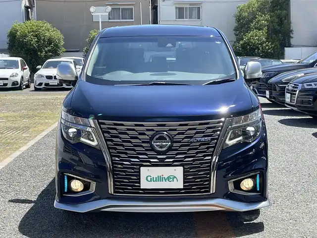 日産 エルグランド オーテック 兵庫県 2021(令3)年 1.9万km ダークブルー 外部検査実施済み//専用ダーククロムフロントグリル//専用フロントプロテクター//専用シグネチャーLED//専用大型リヤスポイラー//専用サイドシルプロテクター//専用バンパーフィニッシャー//専用レザーシート//前席電動/ヒーター/運転席メモリ付//純正10インチメモリーナビ（MM521D-L）//地デジ/DVD/BT//ナビ連動ドライブレーダー//アラウンドビューモニター//純正フリップダウンモニター//両側パワースライドドア//パワーバックドア//ビルトインETC//USBポート//純正18インチAW//前後ソナー//インテリジェントクルーズコントロール//LDW（車線逸脱警報）//インテリジェントLI（車線逸脱防止支援アシスト）//BSW（後側方車両検知警報）//インテリジェントBSI（後側方衝突防止支援システム）//インテリジェントエマージェンシーブレーキ//インテリジェントFCW（前方衝突予測警報）//踏み間違い衝突防止アシスト//RCTA（後退時車両検知警報）//標識検知機能