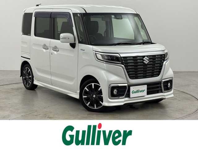 スズキ スペーシア カスタム HYBRID XS ターボ 福岡県 2019(平31)年 5万km ピュアホワイトP 社外ナビ　/両側電動スライドドア　/衝突軽減システム　/バックカメラ　/クルーズコントロール　/シートベンチレーション　/コーナーセンサー　/盗難防止装置　/アイドリングストップ　/レーンアシスト　/ＥＴＣ　/横滑り防止