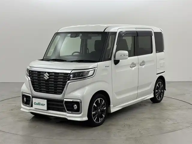スズキ スペーシア カスタム HYBRID XS ターボ 福岡県 2019(平31)年 5万km ピュアホワイトP 社外ナビ　/両側電動スライドドア　/衝突軽減システム　/バックカメラ　/クルーズコントロール　/シートベンチレーション　/コーナーセンサー　/盗難防止装置　/アイドリングストップ　/レーンアシスト　/ＥＴＣ　/横滑り防止