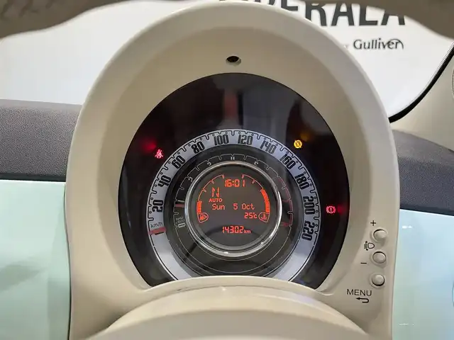 フィアット ５００ メンティーナ 福岡県 2014(平26)年 1.5万km Ｌグリーン ２００台限定特別仕様車　/半革　/ガラスルーフ　/前後ドライブレコーダー　/ＭＴモード付ＡＴ /純正15インチAW
