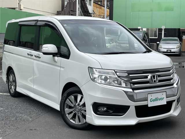 ホンダ ステップワゴン スパーダ Z 千葉県 2014(平26)年 7.6万km ホワイトオーキッドパール Gatherｓナビ/　・フルセグTV/CD/DVD/Blue Tooth/バックカメラ/両側パワスラドア/ビルトインETC/クルーズコントロール/純正フロアマット/純正16AW/パドルシフト/フォグライト/ドアバイザー/ウィンカーミラー/取説/保証書/スペアキー