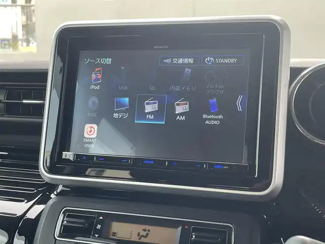 スズキ スペーシア カスタム HYBRID XS 愛知県 2019(令1)年 1.8万km ブルーイッシュブラックパール3 AIS検査実施4.5点　/KENWOOD8インチSDナビ　/フルセグ　/ビルトインETC /セーフティサポート　/前後誤発進抑制機能/プライバシーガラス　/UVカットガラス　　/ハイビームアシスト　/リアパーキングセンサー　/両側パワースライドドア　/スマートキー　/LEDヘッドランプ　/革巻ステアリング　/ハーフレザー　/シートヒーター　/パーソナルテーブル　/スペアキー　