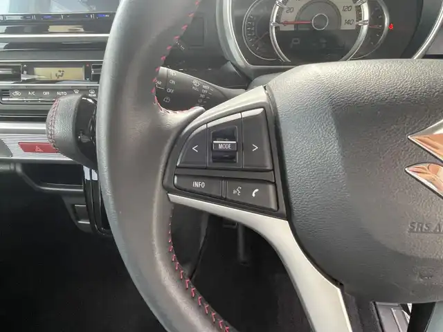 スズキ スペーシア カスタム HYBRID XS 愛知県 2019(令1)年 1.8万km ブルーイッシュブラックパール3 AIS検査実施4.5点　/KENWOOD8インチSDナビ　/フルセグ　/ビルトインETC /セーフティサポート　/前後誤発進抑制機能/プライバシーガラス　/UVカットガラス　　/ハイビームアシスト　/リアパーキングセンサー　/両側パワースライドドア　/スマートキー　/LEDヘッドランプ　/革巻ステアリング　/ハーフレザー　/シートヒーター　/パーソナルテーブル　/スペアキー　