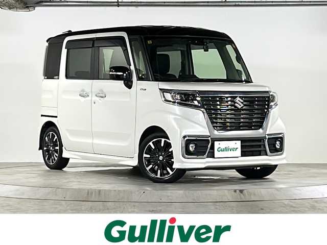 スズキ スペーシア カスタム HYBRID XS 広島県 2019(平31)年 6.5万km ピュアホワイトパール/ブラック2トーン デュアルセンサーブレーキ/社外ナビ/CD/DVD/DTV/Bluetooth/バックカメラ/両側パワースライドドア/LEDオートライト/ハーフレザー調シート/シートヒーター /ETC/ドライブレコーダー/コーナーセンサー (リア)/純正アルミホイール/フロアマット/ドアバイザー/スマートキー/プッシュスタート