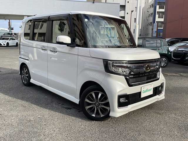 ホンダ Ｎ ＢＯＸ カスタム L 宮崎県 2021(令3)年 15.3万km プラチナホワイトパール 社外ＳＤナビ　(VXU-217NBi)/(ＢＴ/ＦＭ/ＡＭ/ＣＤ)　/両側パワースライド　/レーダークルーズコントロール　/ＥＴＣ　/レーンキープアシスト　/ドライブレコーダー前後/オートライト　/衝突被害軽減システム　/純正アルミホイール　/純正フロアマット