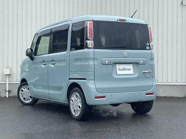 スズキ スペーシア HYBRID X 山形県 2020(令2)年 3.7万km オフブルーM 4WD/レーダーブレーキサポート/両側パワースライドドア/メモリナビ/　【CD DVD SD USB BT】/フルセグTV/アイドリングストップ/シートヒーター/ミラーヒーター/横滑り防止装置/コーナーセンサー/ライトレベライザー/純正フロアマット/ドアバイザー