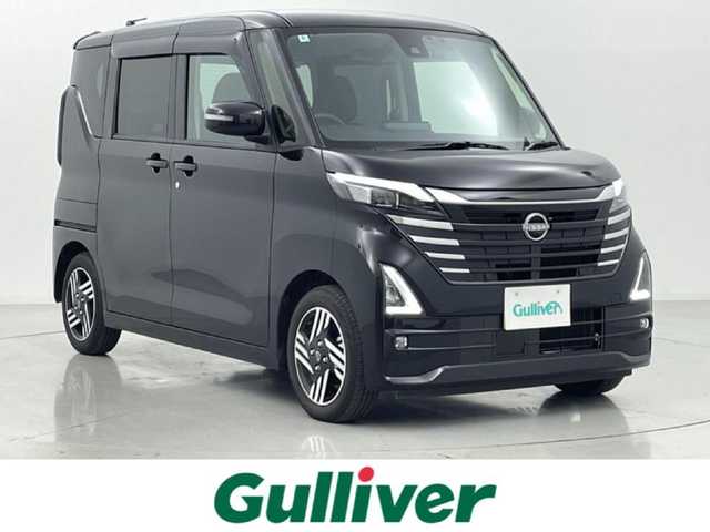 日産 ルークス HWS X プロパイロットED 熊本県 2024(令6)年 0.8万km ブラック 社外８インチナビAVIC-RQ911（ＣＤ・ＤＶＤ・フルセグ・ＢＴ・ＳＤ）/アラウンドビューモニター/社外前後ドライブレコーダー　/ＥＴＣ　/両側パワースライドドア　/レーダークルーズコントロール　/プロパイロット　/エマージェンシーブレーキ/車線逸脱警報/車線逸脱防止支援システム/先行車発進お知らせ機能/標識認識機能/ふらつき警報機能/前後クリアランスソナー/アイドリングストップ/横滑り防止/電動パーキング/ブレーキホールド/純正フロアマット/純正１４インチAW/オートライト/オートマチックハイビーム/LEDヘッドライト/フォグランプ/スマートキー/プッシュスタート/スペアキー1本/保証書/取扱説明書