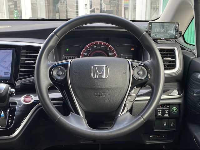 ホンダ オデッセイ アブソルート EX 青森県 2014(平26)年 10.2万km プレミアムヴィーナスブラックP 4WD/純正8ナビインチナビ・フルセグTV/CD・DVD・Bluetooth・SD/バックカメラ/両側パワースライドドア/合皮コンビシート/運転席パワーシート/あんしんパッケージ/衝突軽減ブレーキ/クルーズコントロール/ブラインドスポットインフォメーション/ビルトインETC/前方ドライブレコーダー/LEDヘッドライト/フォグランプ/BLITZ車高調/純正17インチアルミ