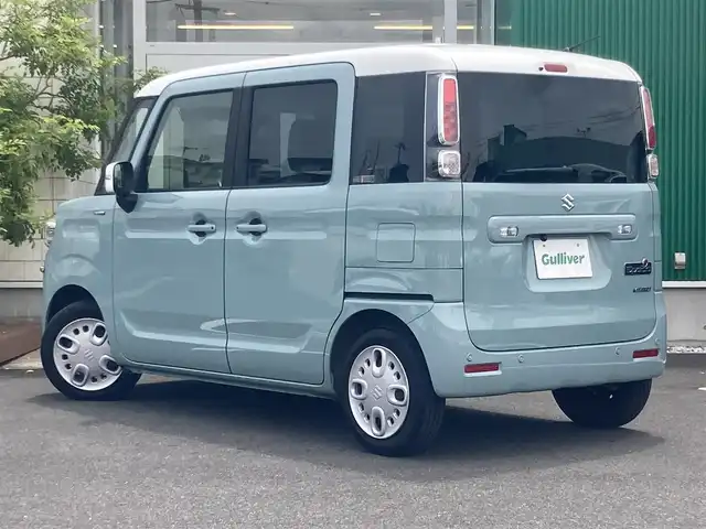 スズキ スペーシア HYBRID X 岡山県 2021(令3)年 0.5万km オフブルーメタリック/ホワイト2トーン ディスプレイオーディオ　DDX4190BT/Bluetooth、AM、FM、CD再生/シートバックテーブル/バックカメラ/USB充電ポート2口/コーナーポール/両側パワースライドドア/前後ドライブレコーダー　Y-210R/運転席シートヒーター/スマートキー/プッシュスタート