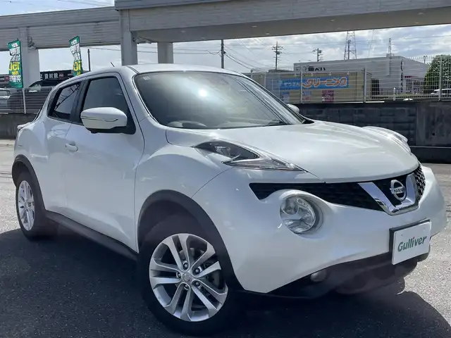 日産 ジューク 15RX Vセレクション 群馬県 2019(令1)年 10.2万km ブリリアントホワイトパール 社外ナビ/CD/DVD/TV/Bluetooth/レーンキープアシスト/衝突軽減システム/バックカメラ、全方位カメラ/ETC/ウィンカーミラー/電動格納ミラー/フォグランプ/純正アルミホイール/アイドリングストップ