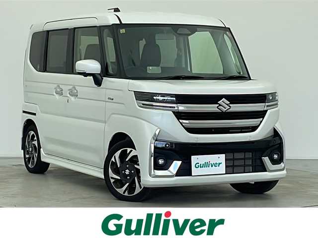 スズキ スペーシア カスタム HYBRID XS 宮城県 2023(令5)年 1.1万km ピュアホワイトP 純正9型ナビ/全方位モニター/両側パワースライドドア/純正15インチアルミホイール/ヘッドアップディスプレイ/ハーフレザーシート/・DN席シートヒーター/LEDヘッドライト/・フォグランプ/クルーズコントロール/・追従走行付き/LDP/ACC/DSBS