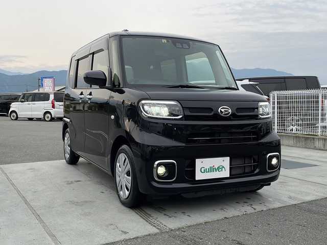 ダイハツ タント X 山梨県 2022(令4)年 1.3万km ブラックマイカメタリック 純正ナビ/衝突軽減装置/電動スライドドア/ETC/LEDヘッドライト/フルセグ/Bluetooth再生/バックカメラ/スマートキー/オートマチックハイビーム/オートエアコン/シートヒーター/クリアランスソナー/横滑り防止