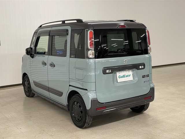 スズキ スペーシア ギア HYBRID XZ 熊本県 2021(令3)年 1.1万km オフブルーメタリック/ガンメタリック2トーンルーフ 純正SDナビ（ラジオ、フルセグ、BT、CD、DVD、SD、USB）/ETC/全方位カメラ/クルーズコントロール/ステアリングリモコン/シートヒーター/両側パワスラ/ヘッドアップディスプレイ/クリアランスソナー/レーンキープ/衝突被害軽減ブレーキ/横滑り防止/オートハイビーム/オートライト/フロアマット/ドアバイザー/リアサーキュレーター/プッシュスタート/スマートキー×2