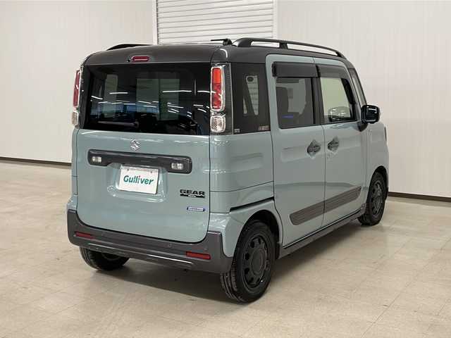 スズキ スペーシア ギア HYBRID XZ 熊本県 2021(令3)年 1.1万km オフブルーメタリック/ガンメタリック2トーンルーフ 純正SDナビ（ラジオ、フルセグ、BT、CD、DVD、SD、USB）/ETC/全方位カメラ/クルーズコントロール/ステアリングリモコン/シートヒーター/両側パワスラ/ヘッドアップディスプレイ/クリアランスソナー/レーンキープ/衝突被害軽減ブレーキ/横滑り防止/オートハイビーム/オートライト/フロアマット/ドアバイザー/リアサーキュレーター/プッシュスタート/スマートキー×2