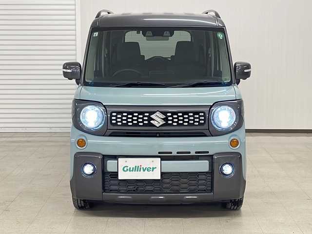 スズキ スペーシア ギア HYBRID XZ 熊本県 2021(令3)年 1.1万km オフブルーメタリック/ガンメタリック2トーンルーフ 純正SDナビ（ラジオ、フルセグ、BT、CD、DVD、SD、USB）/ETC/全方位カメラ/クルーズコントロール/ステアリングリモコン/シートヒーター/両側パワスラ/ヘッドアップディスプレイ/クリアランスソナー/レーンキープ/衝突被害軽減ブレーキ/横滑り防止/オートハイビーム/オートライト/フロアマット/ドアバイザー/リアサーキュレーター/プッシュスタート/スマートキー×2