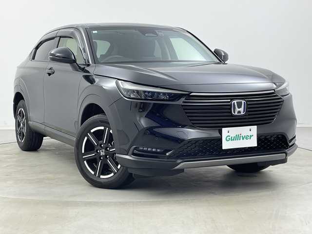 ホンダ ヴェゼル ハイブリッド e:HEV X 新潟県 2023(令5)年 0.9万km クリスタルブラックパール 純正オプションナビ/(ＢＴ／ＦＭ／ＡＭ／ＤＶＤ／フルセグＴＶ）/バックカメラ/ステアリングスイッチ/パドルシフト/置くだけ充電/電格ミラー/ウィンカーミラー/ヘッドライトレベライザー/ドアバイザー/ＥＴＣ